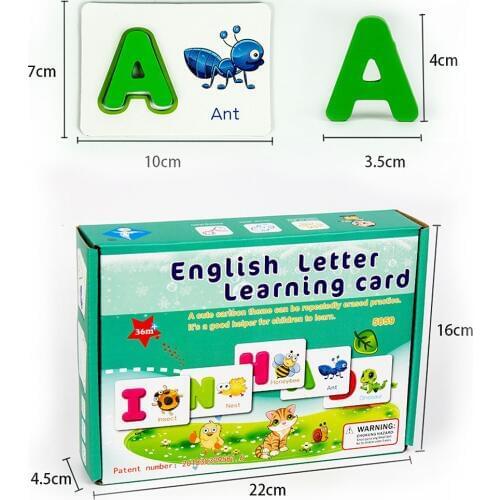 Wooden English Alphabet Puzzle Flash Paper Cards with Pen Kids Education Toys Students Supplies Letters Learning Toys