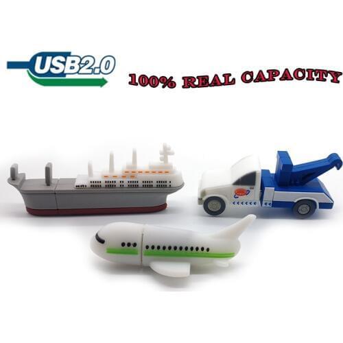 Cute cartoon plane/crane car/ship usb flash drive 64gb 32gb 16gb 8gb 4gb pen drive real capacity memory stick u disk pendrive