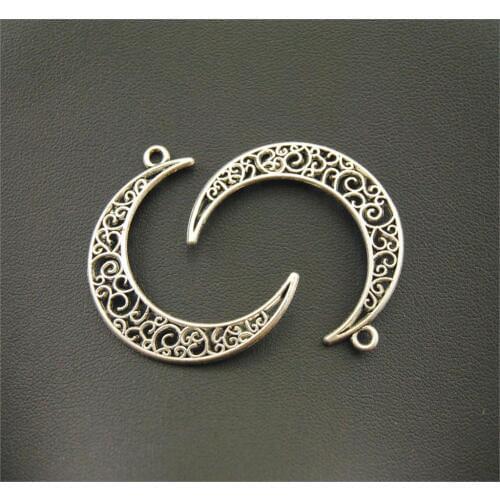 8 Pcs Filigree Moon Shape Earring Findings Charm Fits Bracelets Jewelry Making A1123/1124