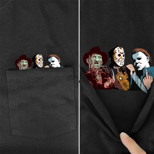 Mens T Shirt Fashion Brand New pocket Horror printed t-shirt mens for women shirts Hip hop tops funny cotton tees Style-2