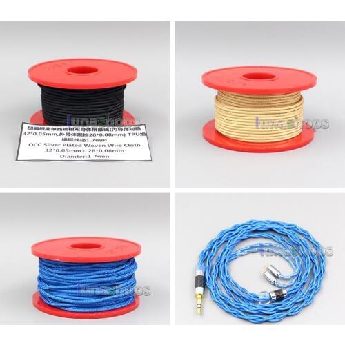 LN006466 10m OCC Silver Plated Woven Wire Cloth 32*0.05mm + 28*0.08mm OD:1.7mm For DIY Custom Earphone Headphone Cable