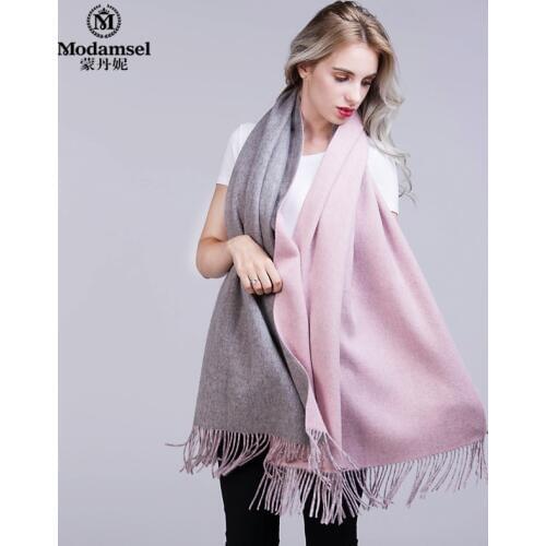 Inner Mongolia Fashion Woman Scarf 2019Super Long Double-sided Double-color Thickened Wool Shawl Dual-purpose Scarf scarf women
