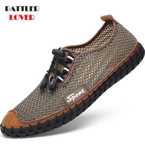 Summer Men Breathable Mesh Shoes Mens Casual Shoes Brand Fashion Sandals Comfortable Mans Rubber Water New 2019