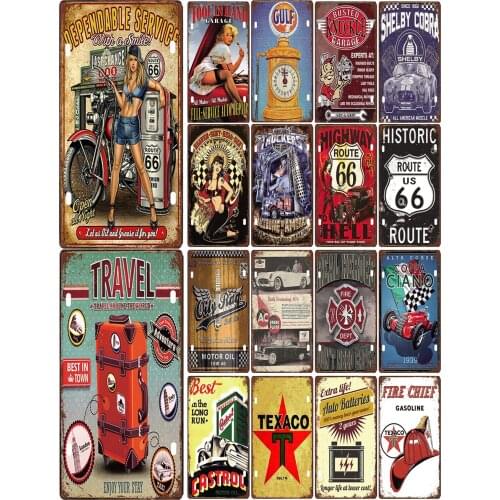 Dependaable Servicf with Smile License Plate Vintage Metal Poster Travel Around The World Route 66 Shabby Chic Home Decoration