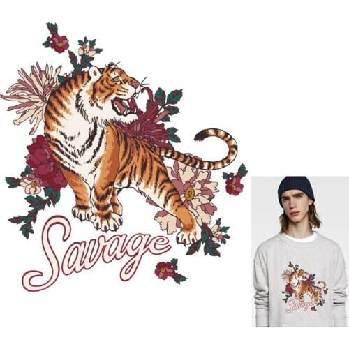 Tiger Stickers Iron On Transfer For Clothing Animal Badges Clothes Spring Patch Jeans Washable Decoration Heat Transfer Patch