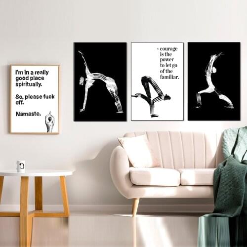 Nordic Canvas Painting Prints Modular Pictures Wall Art Black and White Yoga Action Posters Framework For Living Room Home Decor
