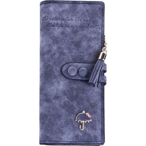 12PCS / LOT New PU Leather Umbrella Patterned Tassel Fashion Lady Handbag Hasp Zipper Clutch Wallet Multifuntion Long Coin Purse