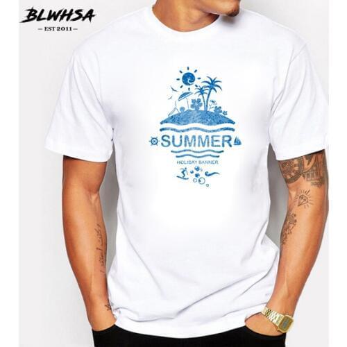 BLWHSA New Arrivals Summer Holiday Banner Design T Shirt Summer Men/Boy Custom T-Shirt High Quality Male Fitness Tee Tops