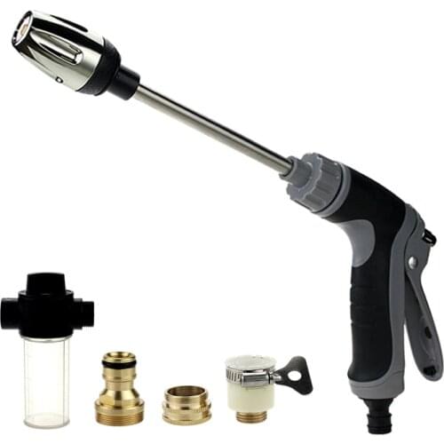 Upgrade Long Rod Garden Hose Nozzle High Pressure 360° Rotaing Water Adjustmen Sprayer Gun for Car Washing Garden Watering Tool