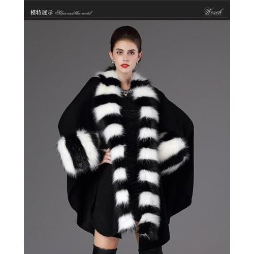 Autumn and winter new big size fake Fox sweater knitted cardigan Cape coat poncho with sleeves