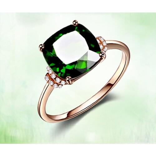 Simple Rose Gold Green Gem Ring Charm Womens Ring Fashion Cocktail Party Jewelry Bride Wedding Ring Anniversary Gift