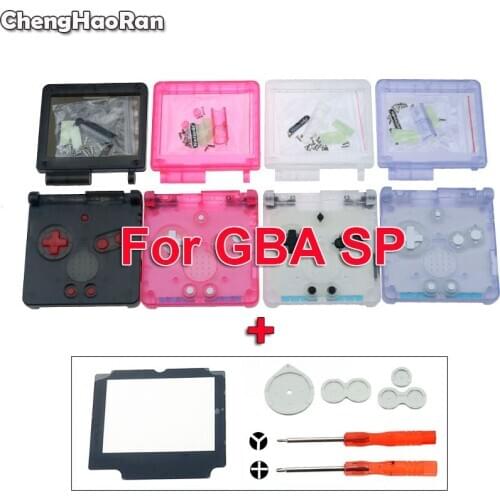 ChengHaoRan For GameBoy Advance SP Clear Limited Edition Housing Shell Screen Lens For GBA SP Housing Case Cover w/ Screwdriver