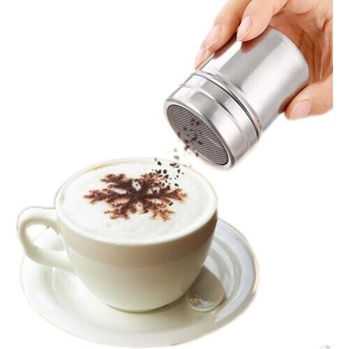 Stainless Steel Sprinkle Cocoa Cinnamon Sugar Gauze Mesh Jar Seasoning Bottle Cafe Powder Duster Pepper Shaker Can Powder Sieve