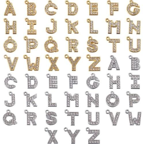Alloy Crystal Rhinestone Pendants Alphabet Cubic Zirconia Rhinestone Pendant Charm Letter A~Z for Jewelry Making DIY Bracelet