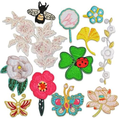 Fabric Embroidered Flower Butterfly Patch Cap Clothes Stickers Bag Sew Iron Applique DIY Apparel Sewing Clothing Accessories