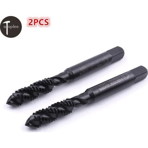 2Pcs HSS-6542 1/4-20 Screw Right Thread Spiral Fluted Hand Tap 1/4" Nitriding Plug Taps Machine Screw Tap Drill Tools
