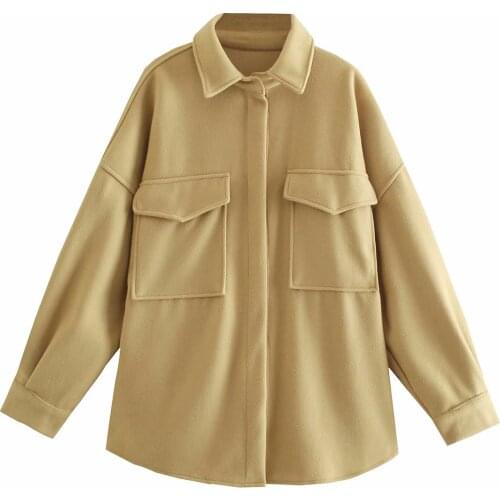 Willshela Women Fashion Oversized Jacket Front Pockets Single Breasted Long Sleeves Lapel Collar Casual Woman Coat Chic Outfit