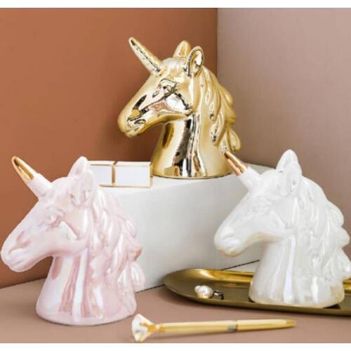 Girl Nordic ins style pearl glaze magic color Unicorn ornament deposit pot gold ceramic deposit pot