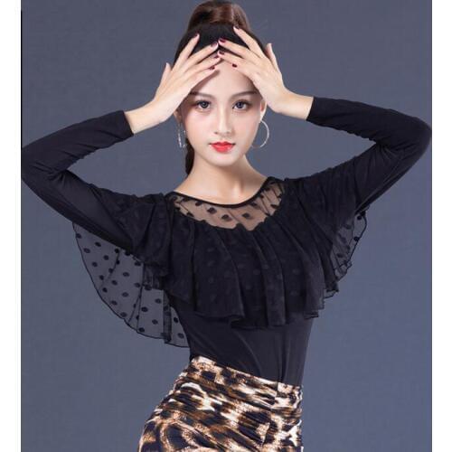 2019 new Sexy Dance Clothes Women Latin Salsa Rumba Chacha Dance jacket Performance Practice Costume YR0908