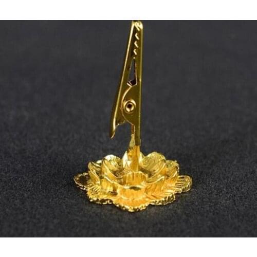 Golden Incense Clip Burner Holder High-Grade Buddha Hand Lotus Incense Clip Religious Gold-Plated Incense Clip