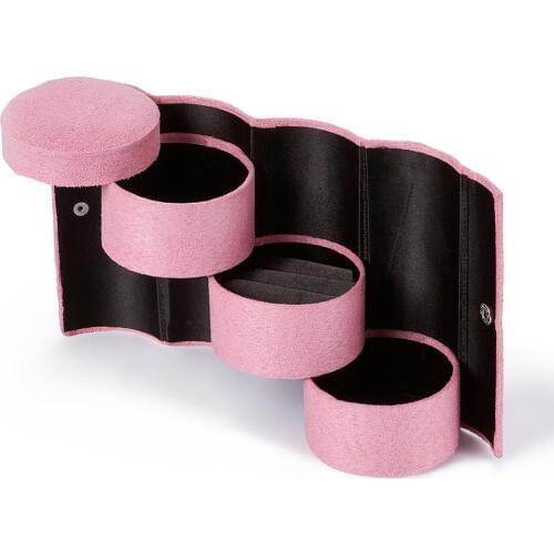 1pc Jewelry Displays Pesentation Storage Boxes Carrying Layering Multifunction Covered with Velvet Fiber Board Pink 13.5x7.5cm