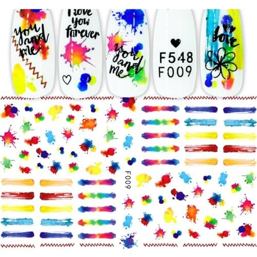 Hippocampus Colorful Lines Small Fish Kitten Nail Stickers Nail Adhesive Decoration Accessories Sticker 10PCS