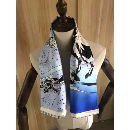 2021 new arrival fashion elegant brand horse design 100% silk scarf 90*90 cm square shawl twill wrap for women lady girl
