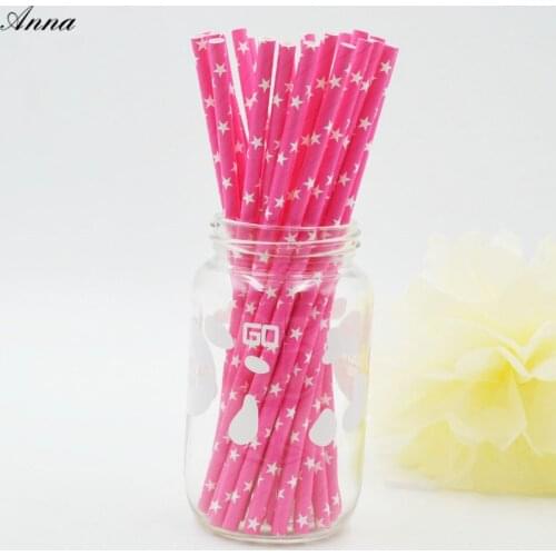 25pcs Paper Drinking Straws Stripe pink stars Party Wedding Decoration Kids Birthday Baby Shower Christmas Supplies