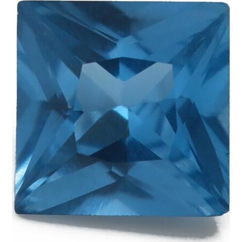 50PCS 3x3~12x12mm Square Shape Princess Cut Loose Stone Blue Synthetic stone For Jewelry DIY Gems Stone 120