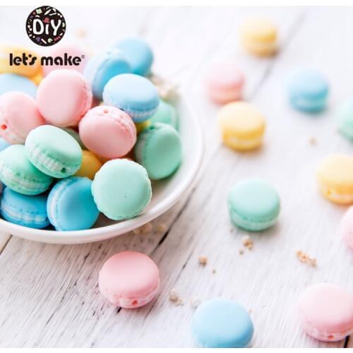 LetS Make 50Pc Silicone Teethers Macaron Toys For Kids Bpa Free Food Grade Silicone Teething Bead Diy Accessory Kids Chew Toys