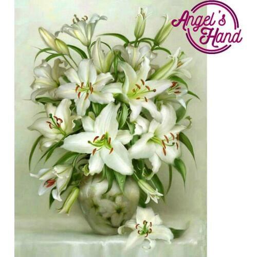 5D DIY Diamond Painting cross stitch Lily pattern diamond embroidery white flowers icon room decoration diamond mosaic Picture