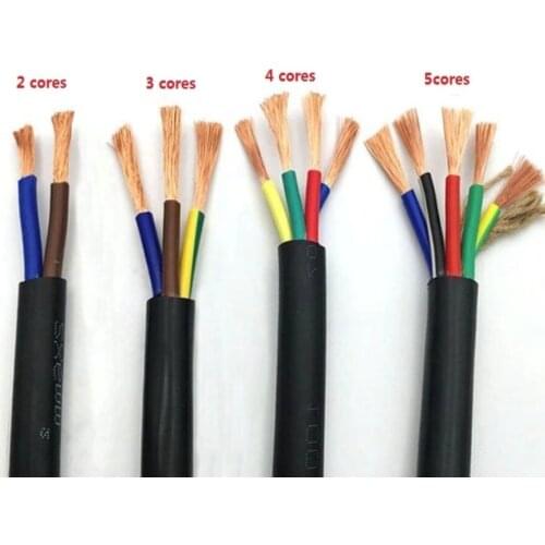 6MM2 RVV 2/3/4/5 Cores Pins Copper Wire Conductor Electric RVV Cable Black