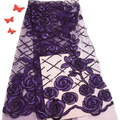 African Lace Fabric 3D Flower High Quality 2021 French Tulle Lace Fabric Appliqued Nigerian Net Lace For Wedding Dress RF160377
