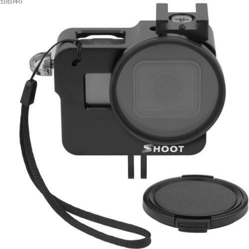 Aluminum CNC Protective Case Anti-Fall Frame Housing with Rear cover 52mm UV filter For GoPro Hero 5 6 7 black Camera Accessory
