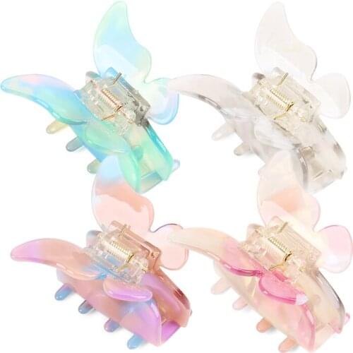Butterfly Ponytail Holders - New Claw Hair Clip - Hair Accessory for Women Girls Cellulose Acetate Hair Ornament Jewelry Tiara