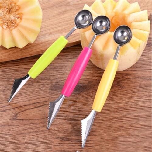 Double-headed Vegetable Fruits Carving Knife Fruit Platter Digging Ball Scoop Spoon Corrugated Carving Knife Watermelon Scoop