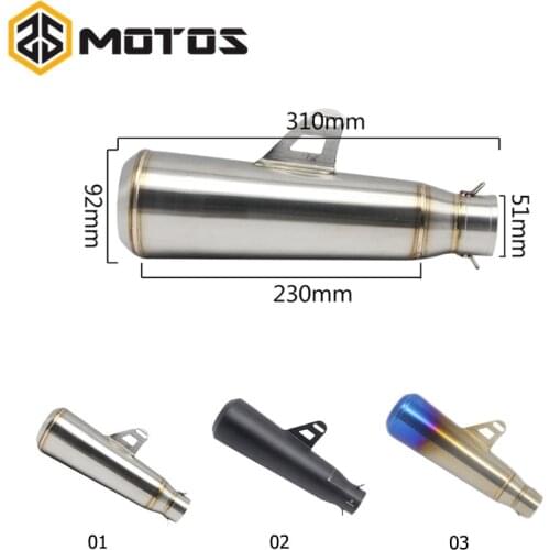 ZS MOTOS 51 mm Modified Motorcycle Dirt Bike Exhaust Escape Scooter Exhaust Muffler Fit for Scooter ATV Motorbike GP for SC
