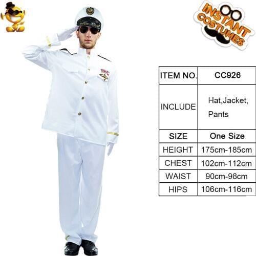 High Quality Career Pilot Costume for Adult Man Role Play White Pilot Outfits Clothing Fancy Dress in Carnival Party Costume