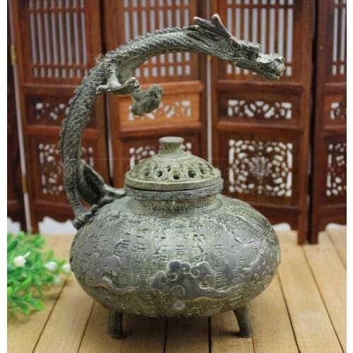 China Rare Copper Dragon Tiger Incense Burner