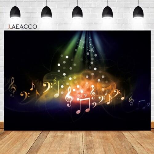 Laeacco Music Theme Party Photophone Notes Light Spots Birthday Photography Backgrounds Photographic Backdrops For Photo Studio