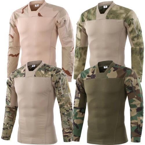 Mens Sport Breathable Quick-dry T-Shirt Army Military Tactical Camping Hiking Shirts Male Outdoor Tee Long Sleeve Tactical Tops