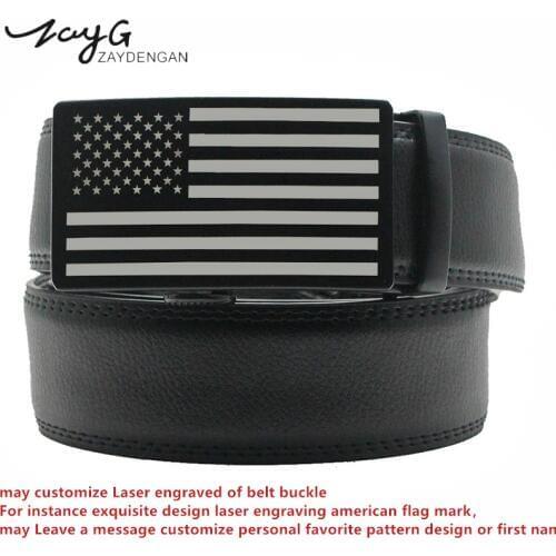 ZAYG men belt cow genuine leather luxury strap male belts for men fashion american flag automatic buckle classice casual belt
