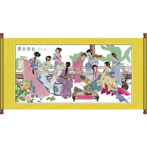 Girlfriends talk together cross stitch kit people 18ct 14ct 11ct count print canvas stitches embroidery DIY handmade needlework