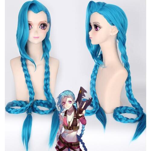 Game LOL Cosplay Wigs Jinx Cosplay Synthetic Wig Hair Halloween Carnival Party Women Anime Cosplay Wig