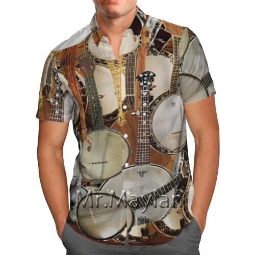 Gothic Style Musical instrument 3D Printed Beach Hawaiian 2021 Summer Short Sleeve Shirt Streetwear Oversized
