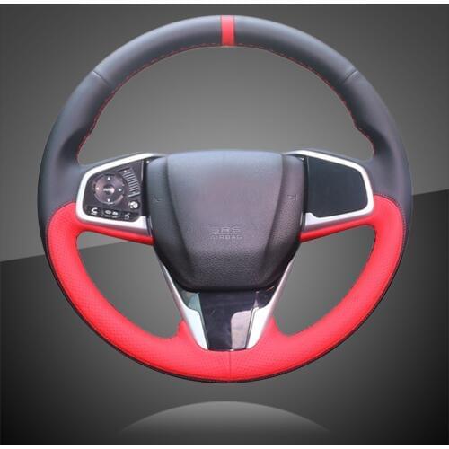 Hand Sewing Car Steering Wheel Cover for Honda Civic 10 2016 2017 CRV CR-V 2017 Interior Auto Braid On The Steering Wheel Cover