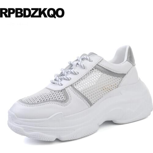 Muffin sandals size 34 genuine leather mesh designer shoes women luxury 2019 trainers wedge handmade white hollow out sneakers