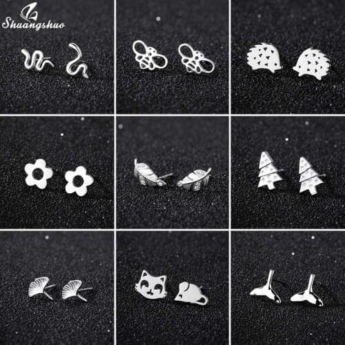 Shuangshuo 2021 New Design Fashion 925 Sterling Silver Snake Shape Stud Earrings for Women Statement Ear Stud Jewelry Brincos