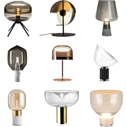 Nordic Modern LED Table Lamp E27 Indoor Lighting Minimalist Desk Lights Glass Bedroom Decoration for Living Room