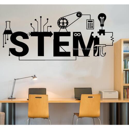 Stem Sign Wall Decal Vinyl Science Sticker Technology Art Design School Classroom Creative Interior Decor Wall Stickers LC1408